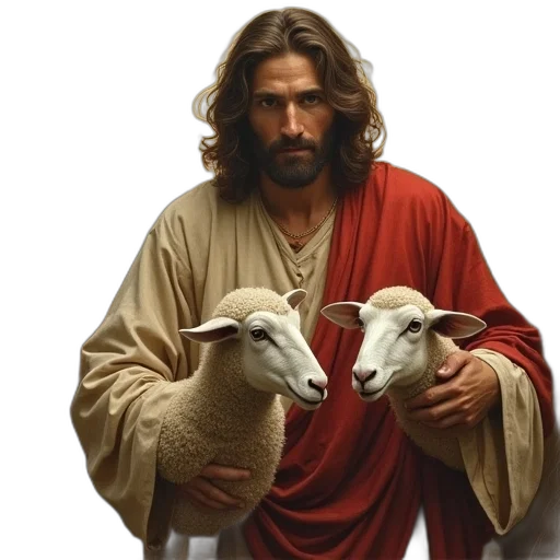 animal, photorealistic, jesus, his transparent PNG cut-out