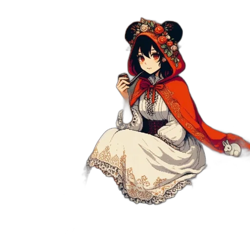 dress, staff, hat, flower transparent PNG cut-out