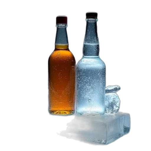 bottle, 3d render, photorealistic, blue transparent PNG cut-out