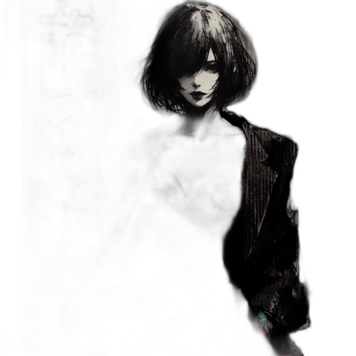 dress, face, jacket, hair transparent PNG cut-out