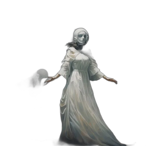 dress, mask, staff, creature transparent PNG cut-out