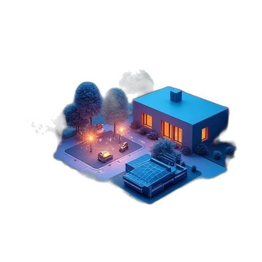 building, concept art, pixel art, 3d render transparent PNG cut-out