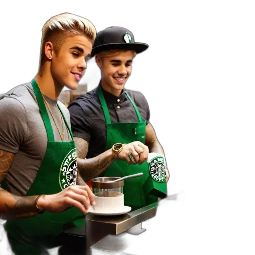 photorealistic, two, baristas, work transparent PNG cut-out