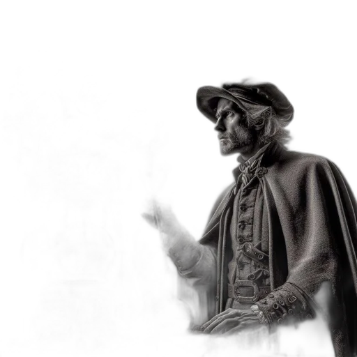 hat, staff, jacket, face transparent PNG cut-out