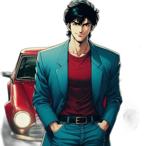 jacket, car, robot, comic book art transparent PNG cut-out