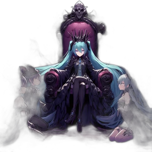 crown, dress, creature, staff transparent PNG cut-out