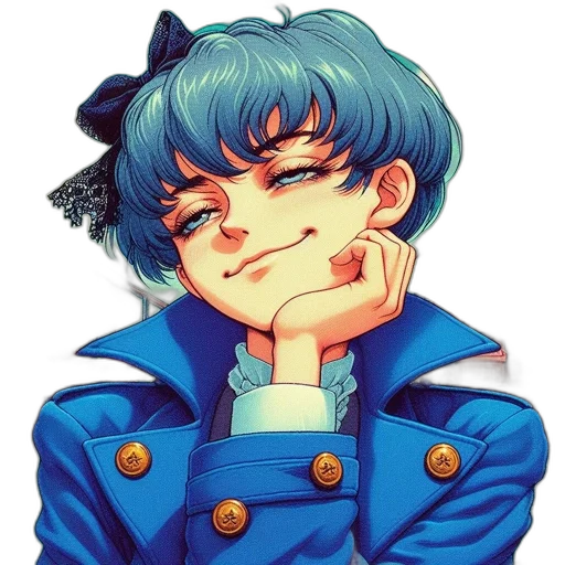 face, jacket, staff, anime transparent PNG cut-out