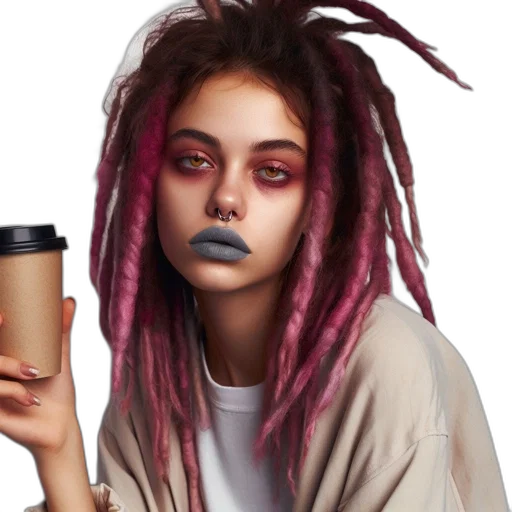 hair, face, cyberpunk, photorealistic transparent PNG cut-out