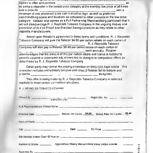 promotional, agreement, form, reynolds transparent PNG cut-out