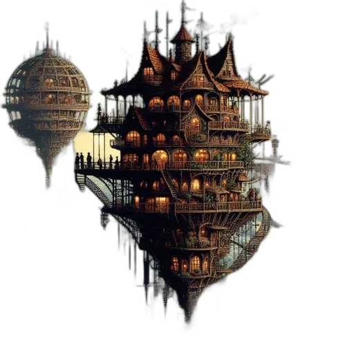 building, fantasy art, concept art, pixel art transparent PNG cut-out