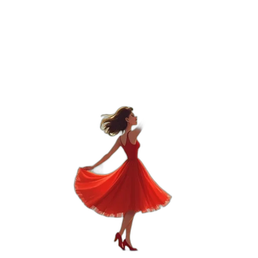 dress, shoes, hair, staff transparent PNG cut-out