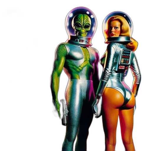 robot, concept art, vaporwave, outer space transparent PNG cut-out