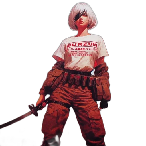 staff, weapon, jacket, robot transparent PNG cut-out