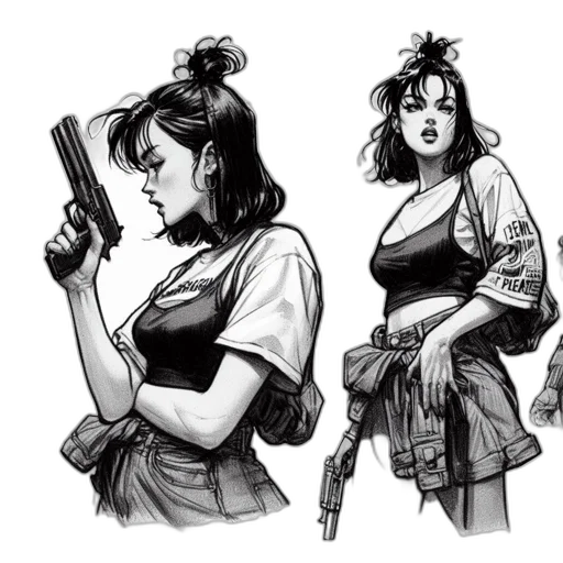 weapon, concept art, comic book art, cyberpunk transparent PNG cut-out