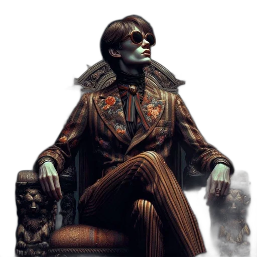 jacket, face, staff, robot transparent PNG cut-out