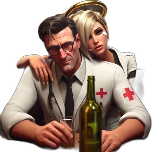 jacket, staff, bottle, concept art transparent PNG cut-out