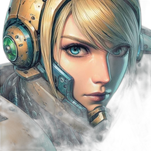robot, face, weapon, comic book art transparent PNG cut-out