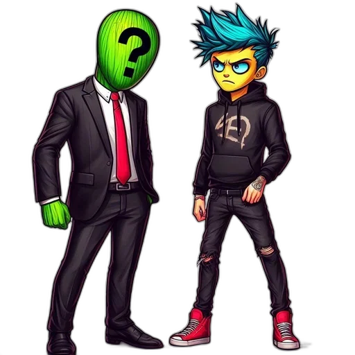 mask, jacket, staff, pixel art transparent PNG cut-out