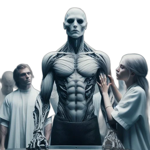 robot, creature, concept art, cyberpunk transparent PNG cut-out
