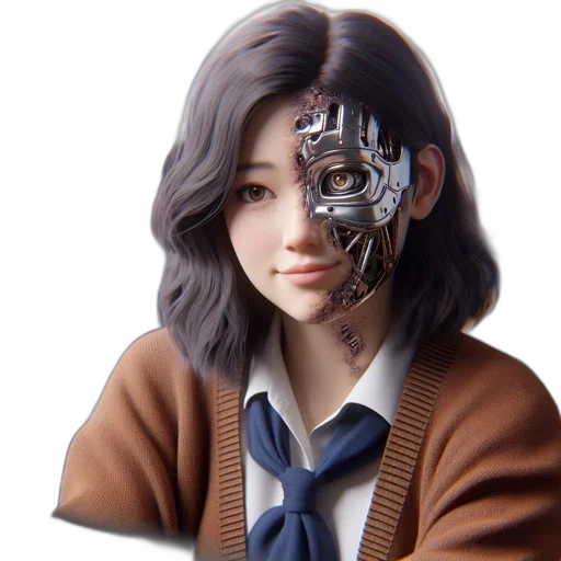 robot, face, 3d render, cyberpunk transparent PNG cut-out