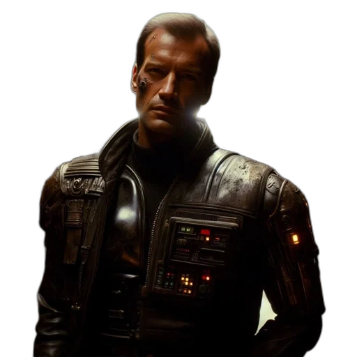 jacket, robot, staff, face transparent PNG cut-out