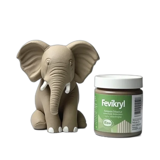 3d render, clay, elephant, sculpture transparent PNG cut-out