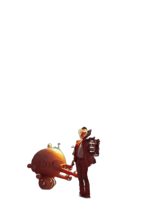 robot, staff, weapon, creature transparent PNG cut-out