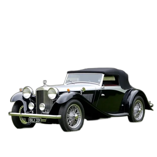 car, 3d render, vintage, black transparent PNG cut-out