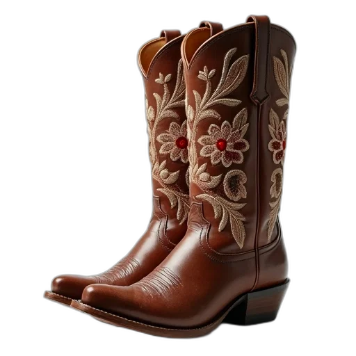 shoes, pair, brown, cowboy transparent PNG cut-out