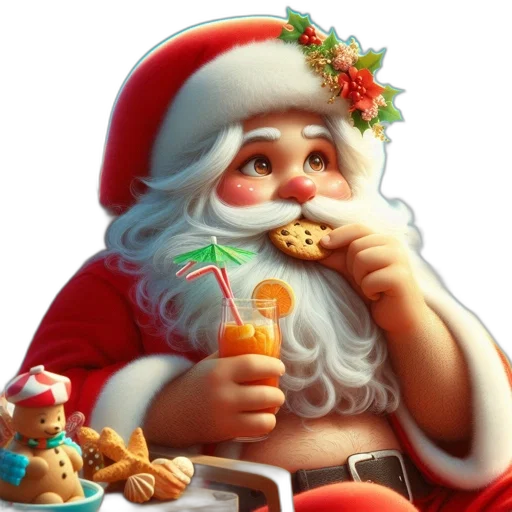 food, photorealistic, 3d render, santa transparent PNG cut-out