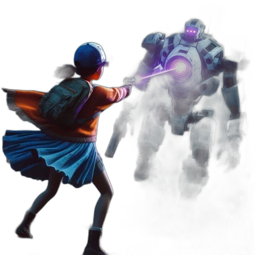 robot, dress, weapon, concept art transparent PNG cut-out