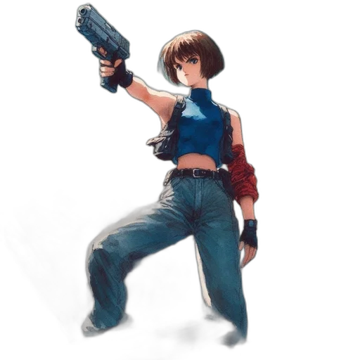 weapon, staff, jacket, robot transparent PNG cut-out