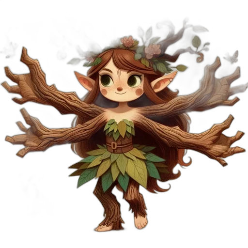 staff, tree, creature, fantasy art transparent PNG cut-out