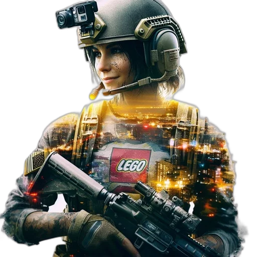 weapon, robot, face, cyberpunk transparent PNG cut-out