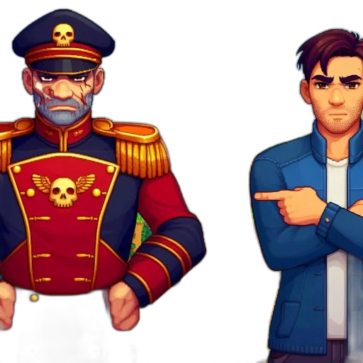 jacket, staff, pixel art, concept art transparent PNG cut-out