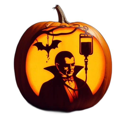 cartoon, illuminated, carved, pumpkin transparent PNG cut-out