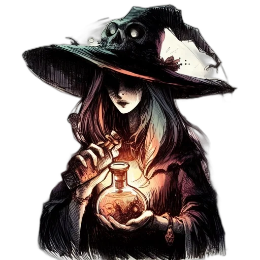 hat, mask, staff, fantasy art transparent PNG cut-out