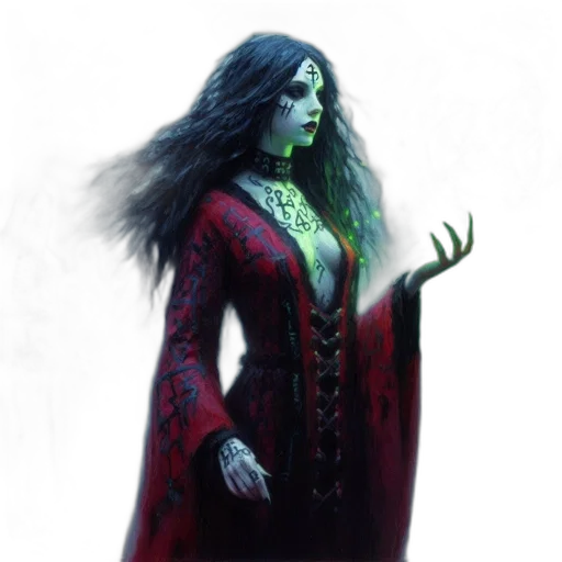 dress, creature, staff, fantasy art transparent PNG cut-out