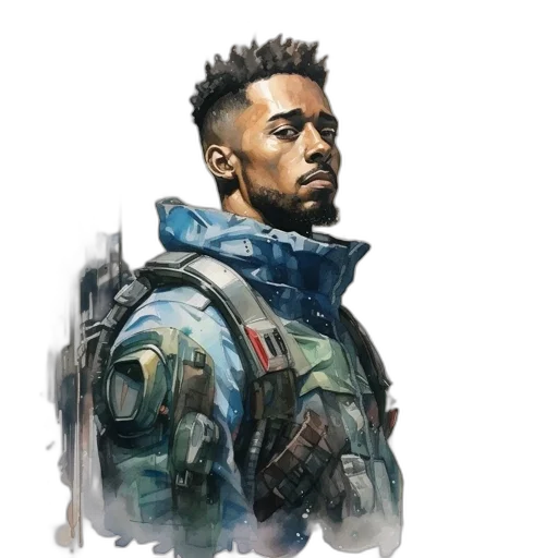 jacket, face, concept art, comic book art transparent PNG cut-out