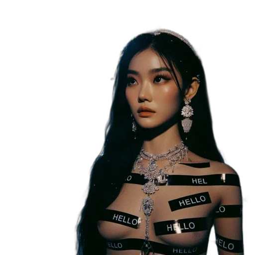 jewelry, dress, cyberpunk, photorealistic transparent PNG cut-out