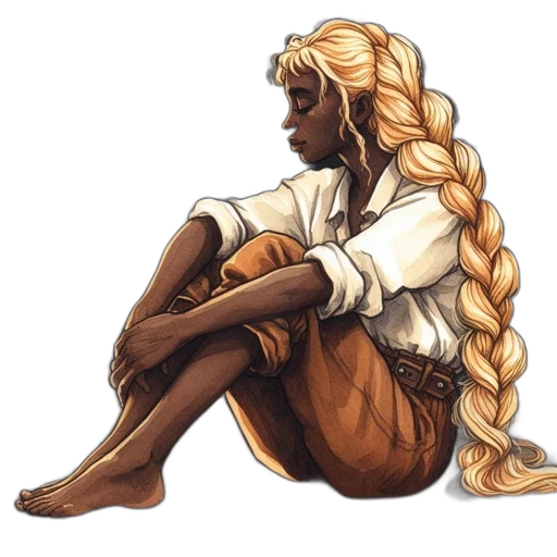 hair, concept art, fantasy art, watercolor transparent PNG cut-out