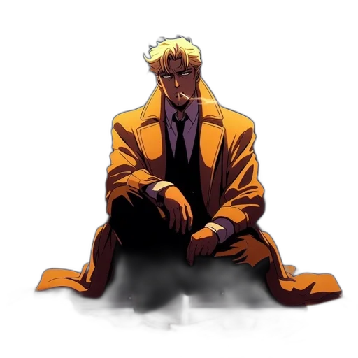 jacket, staff, face, comic book art transparent PNG cut-out