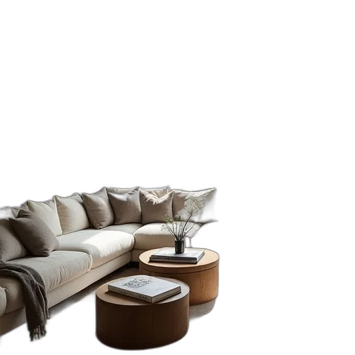 furniture, 3d render, photorealistic, earth tones transparent PNG cut-out