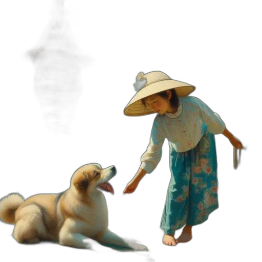 staff, creature, hat, dress transparent PNG cut-out