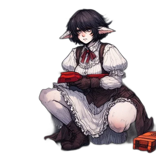 dress, staff, hat, creature transparent PNG cut-out