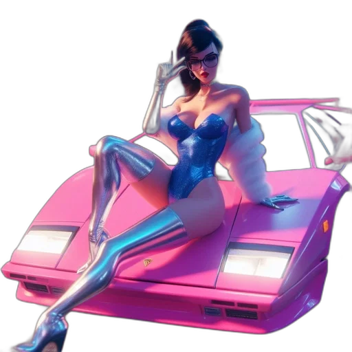 car, dress, concept art, vaporwave transparent PNG cut-out