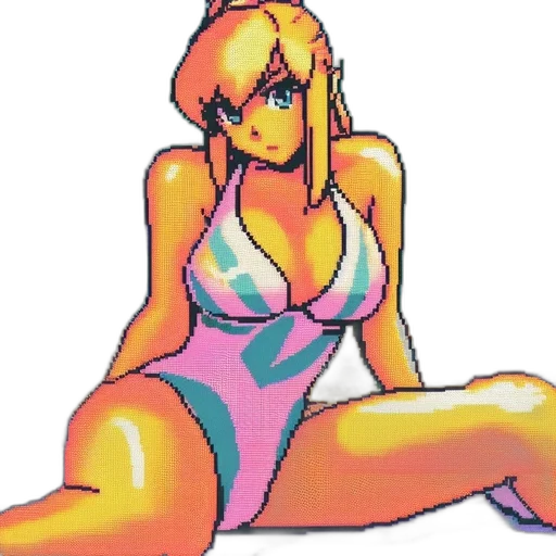 dress, robot, pixel art, vaporwave transparent PNG cut-out