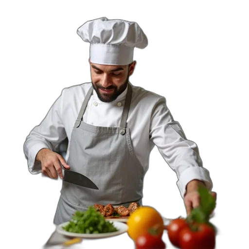 food, staff, face, hat transparent PNG cut-out