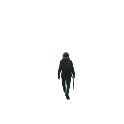 jacket, staff, creature, robot transparent PNG cut-out
