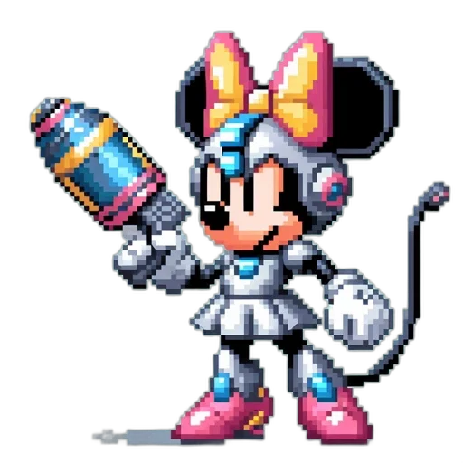 robot, staff, weapon, pixel art transparent PNG cut-out